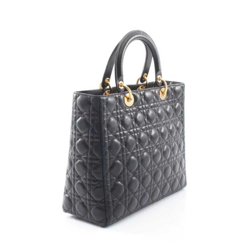 Dior Handbag Lady Leather Christian Cannage Black